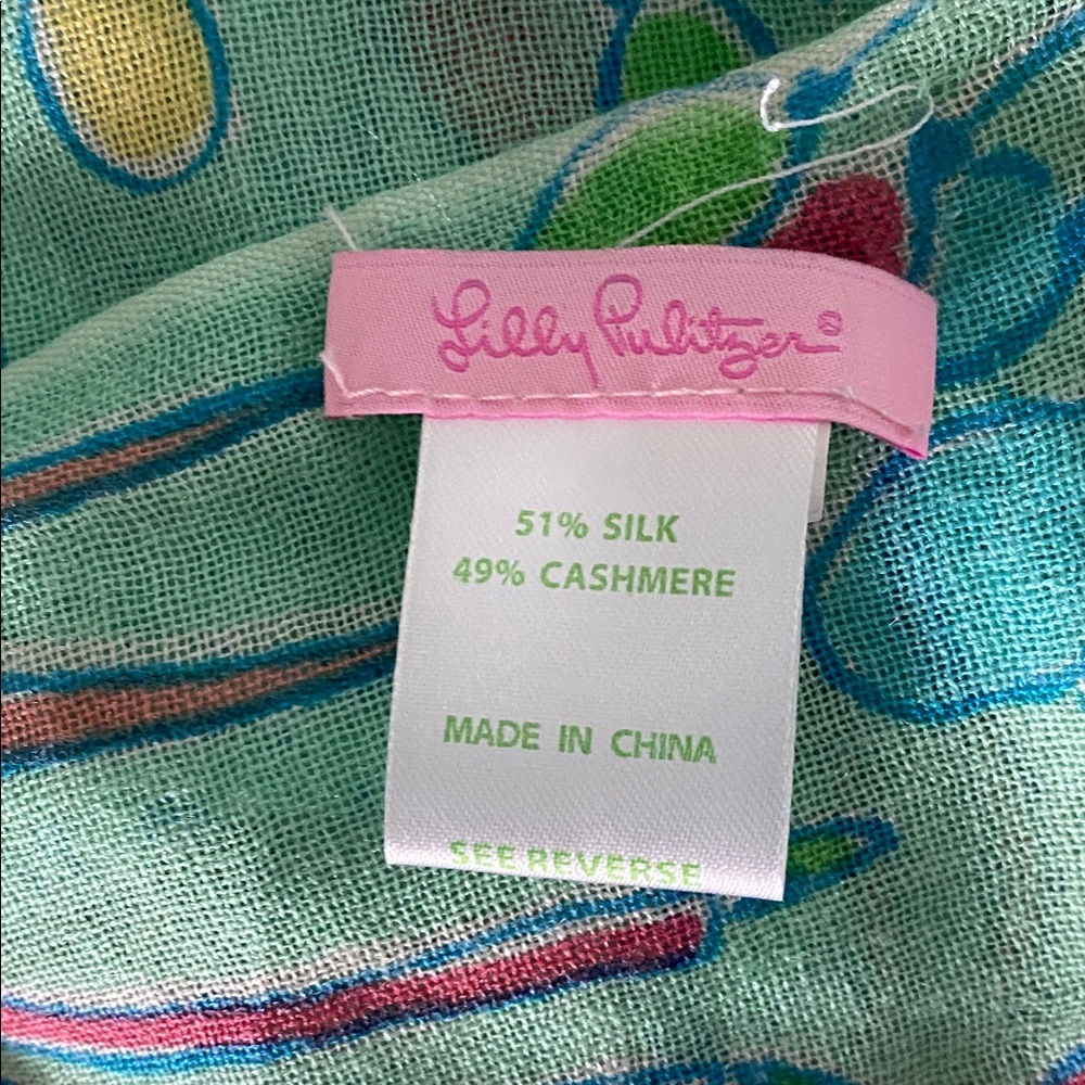 Lilly Pulitzer birthday Murfee silk cashmere scarf - Picture 3 of 9